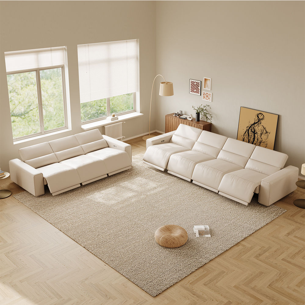 Recliner Beige Eco-friendly Microfiber Leather Smart Furniture