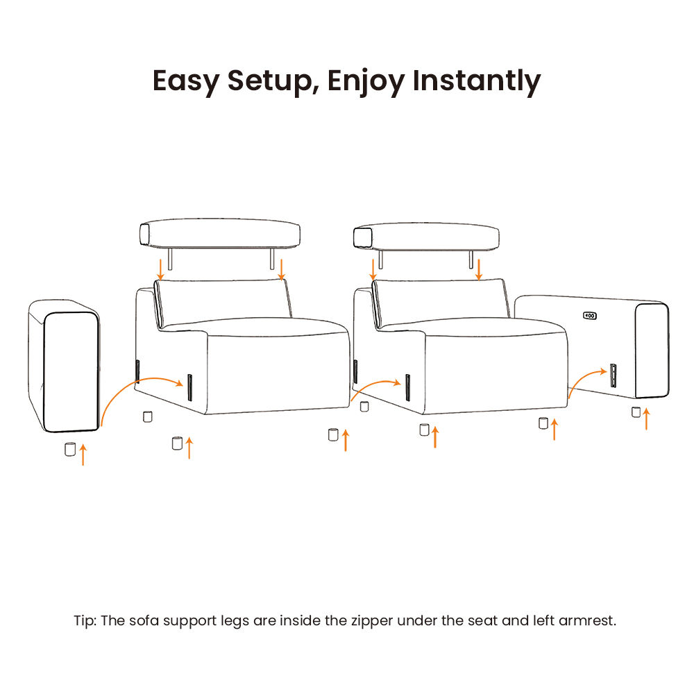 Modular Sofas Dark Gray Eco-friendly Microfiber Leather Smart Furniture