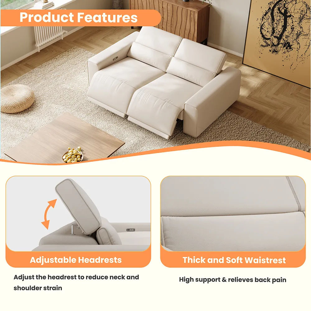 Power Reclining Sofas Dark Gray Eco-friendly Microfiber Leather Smart Furniture