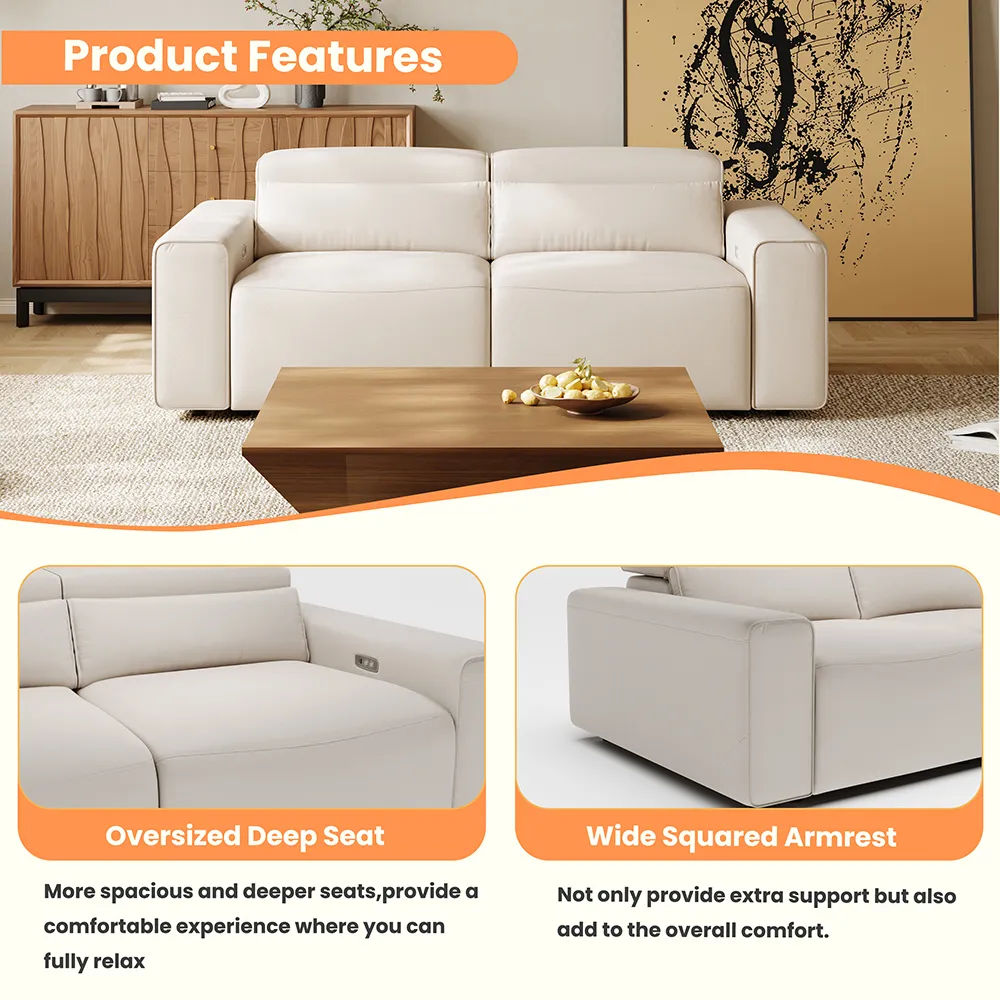Sectionals Beige Eco-friendly Microfiber Leather Smart Furniture