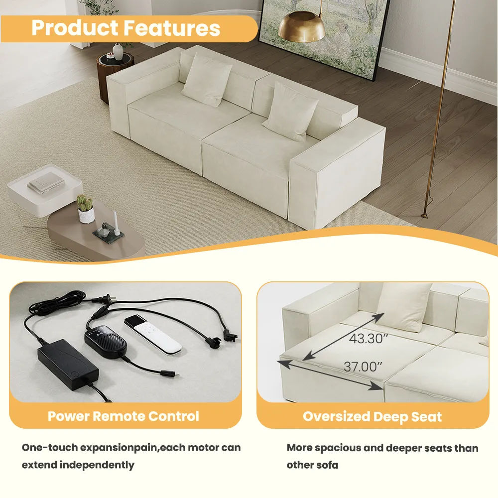 Partly Assemble Beige Fabric Smart Furniture