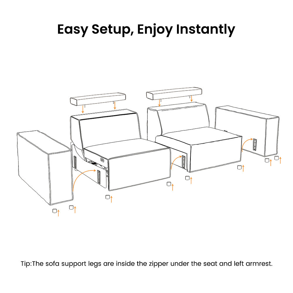 Square Beige Fabric Smart Furniture