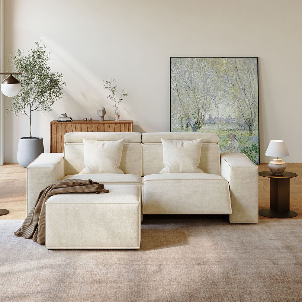 Memory Foam Beige Fabric Smart Furniture