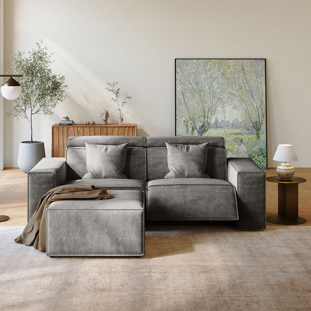 Recliner Dark Gray Fabric Smart Furniture