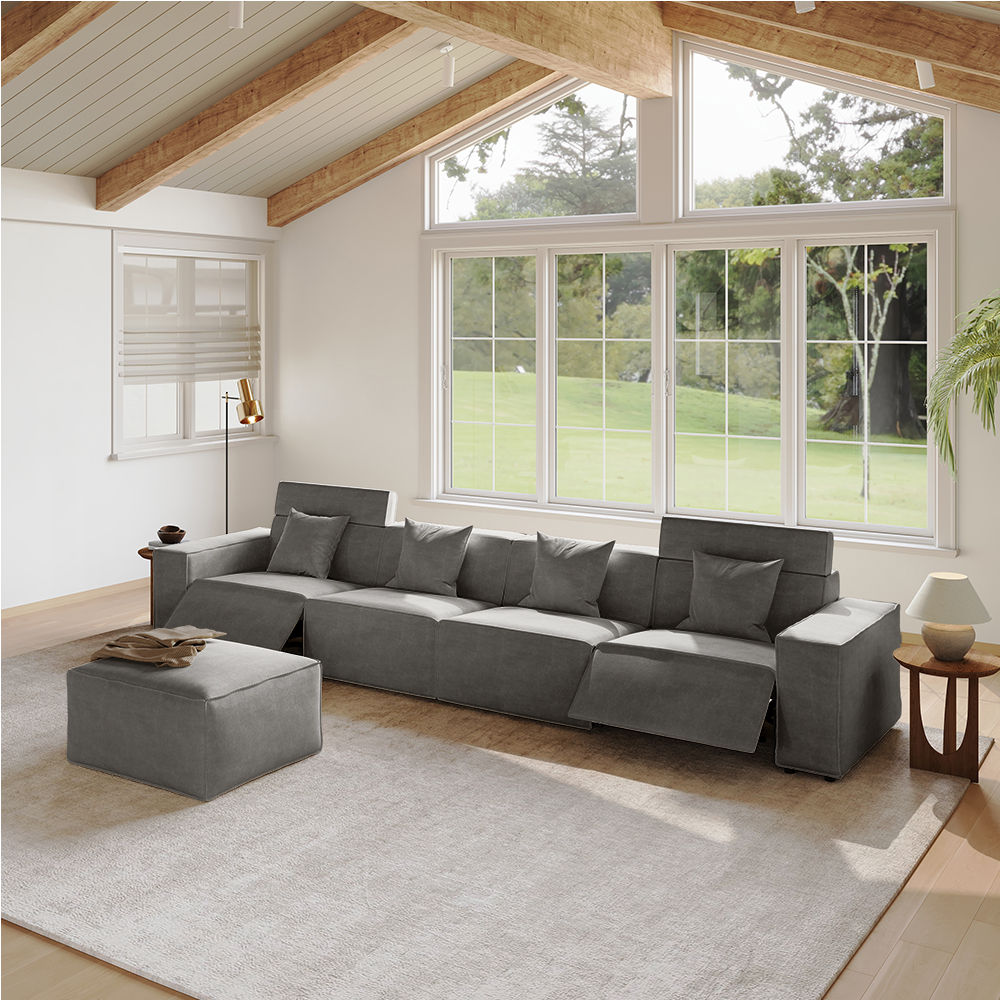 Square Dark Gray Fabric Smart Furniture