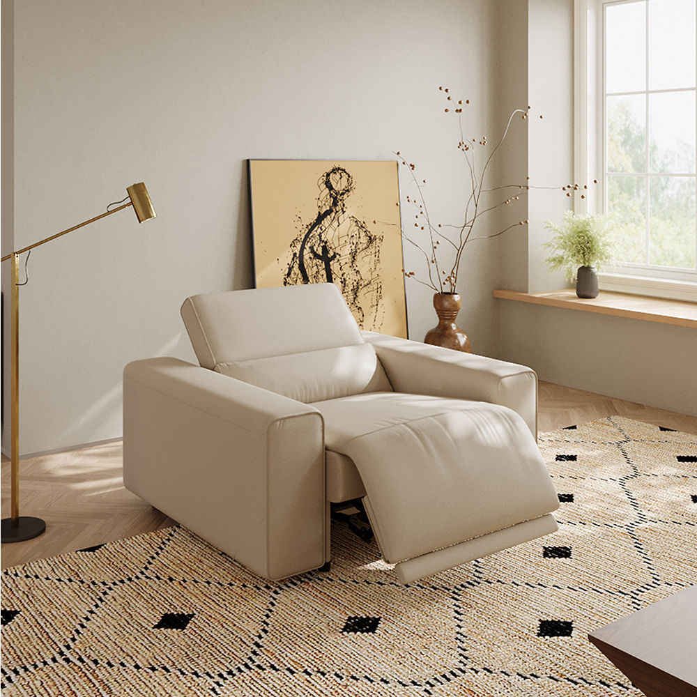 Beige Eco-friendly Microfiber Leather Smart Furniture