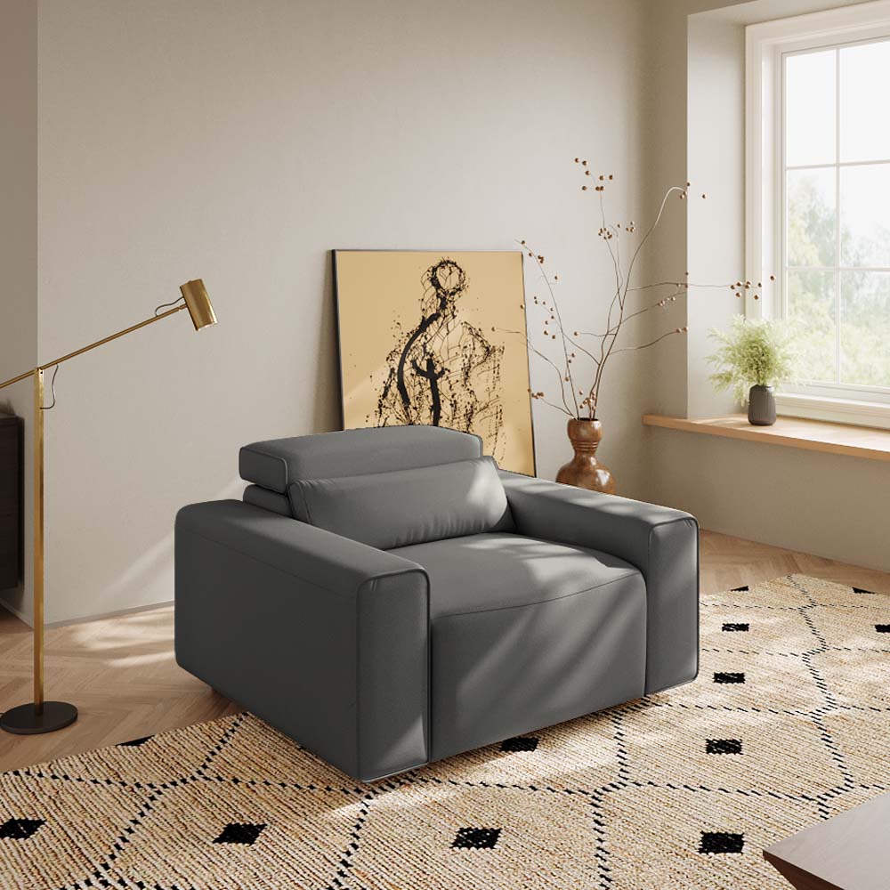 Gray Eco-friendly Microfiber Leather Smart Furniture