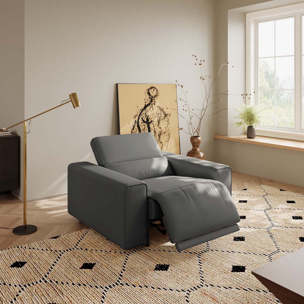 Gray Eco-friendly Microfiber Leather Smart Furniture