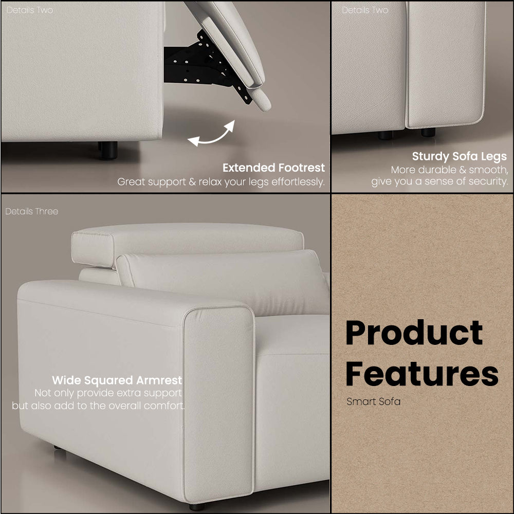 Gray Eco-friendly Microfiber Leather Smart Furniture