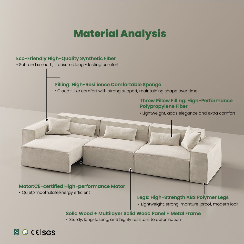 Comfortable Beige Fabric Smart Furniture