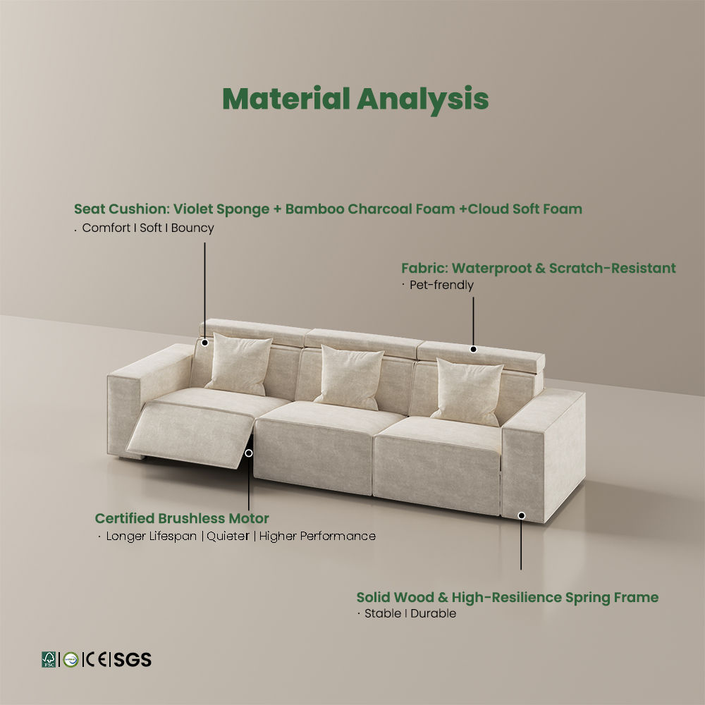 Relaxed Beige Fabric Smart Furniture