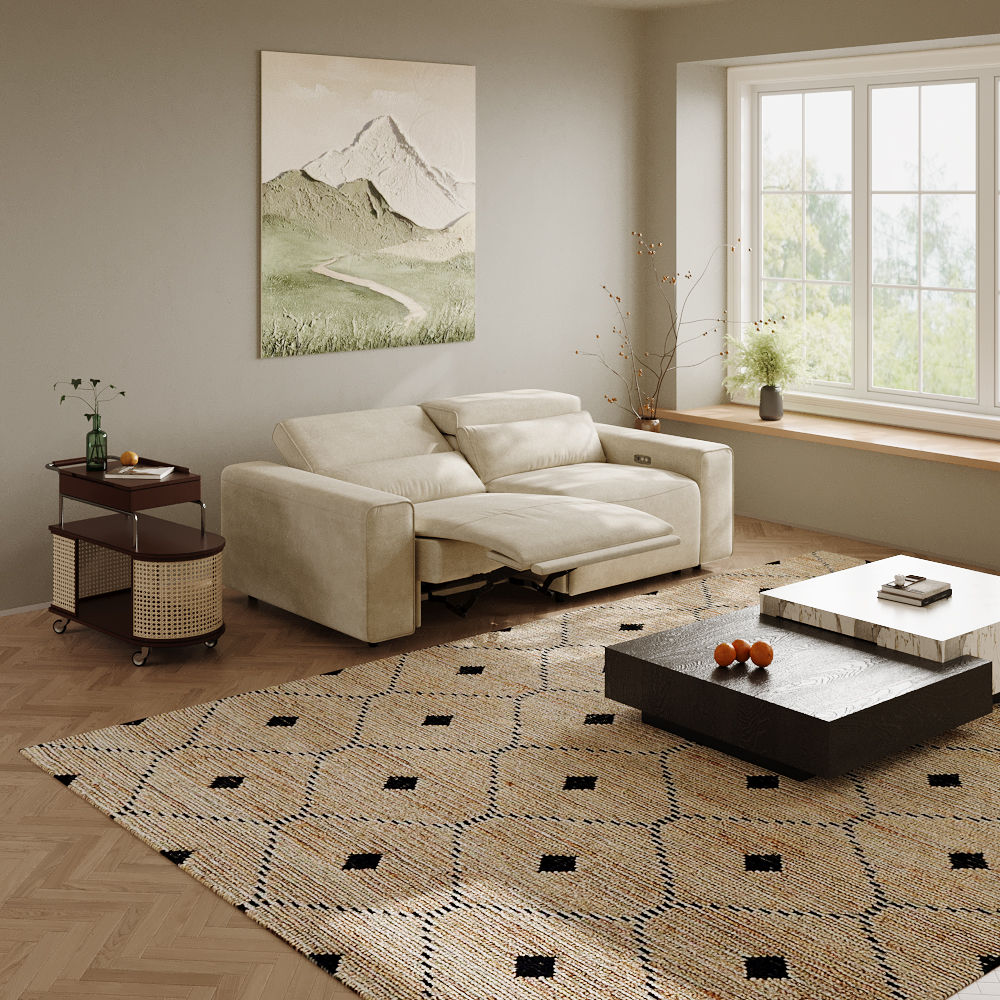 Loveseat Beige Fabric Smart Furniture