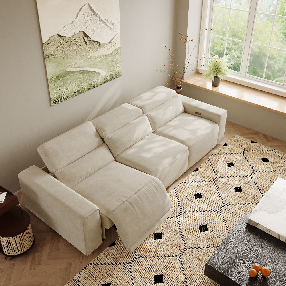 Bedroom Beige Fabric Smart Furniture
