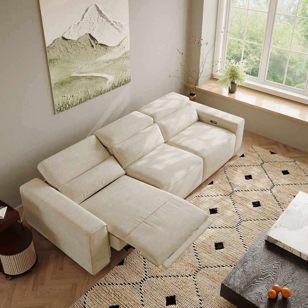 Power Reclining sofas Beige Fabric Smart Furniture