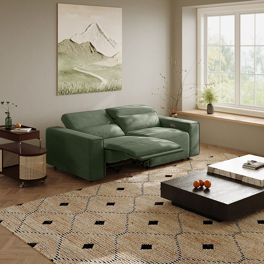 Power Reclining sofas Dark Green Fabric Smart Furniture