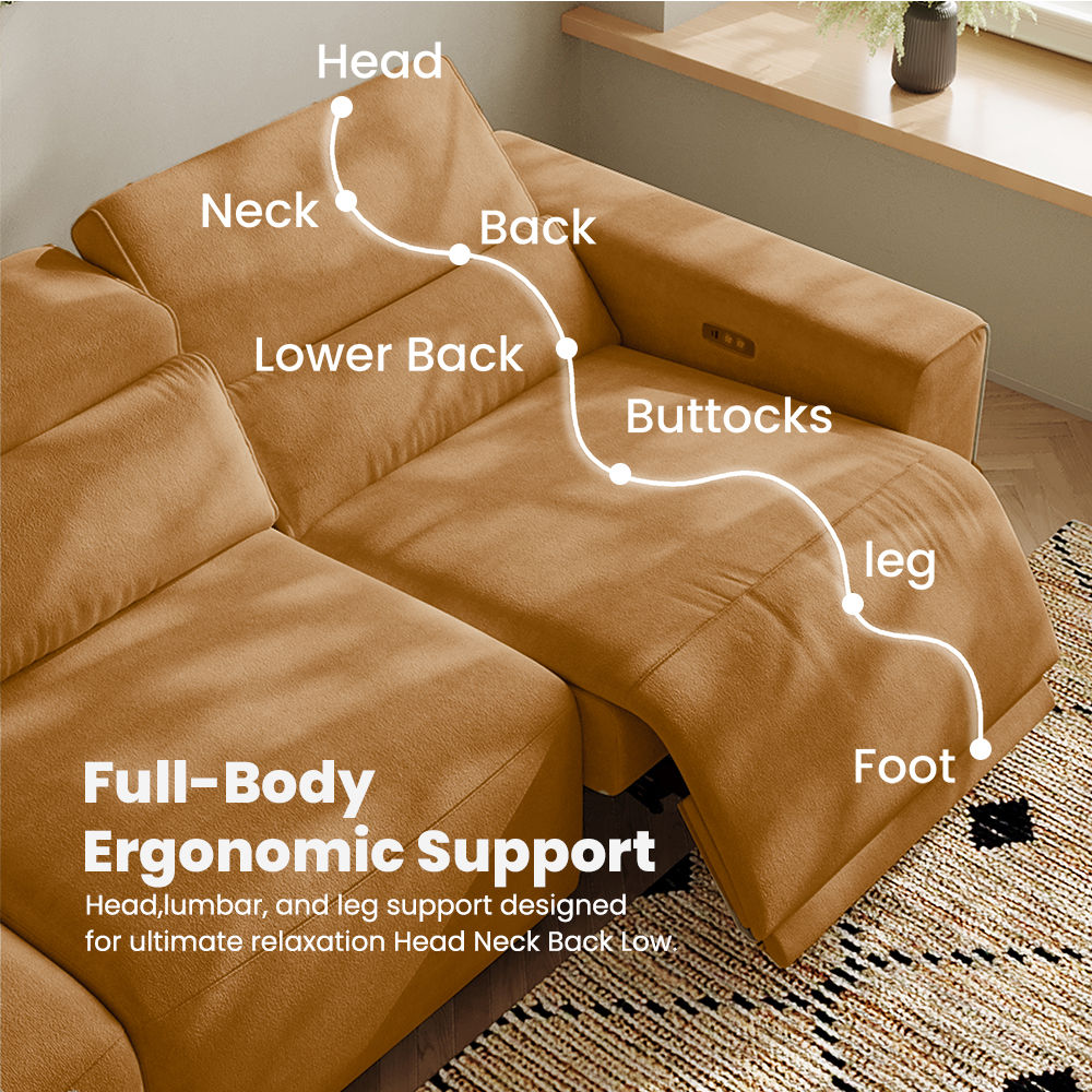 Square Armrest Orange Fabric Smart Furniture