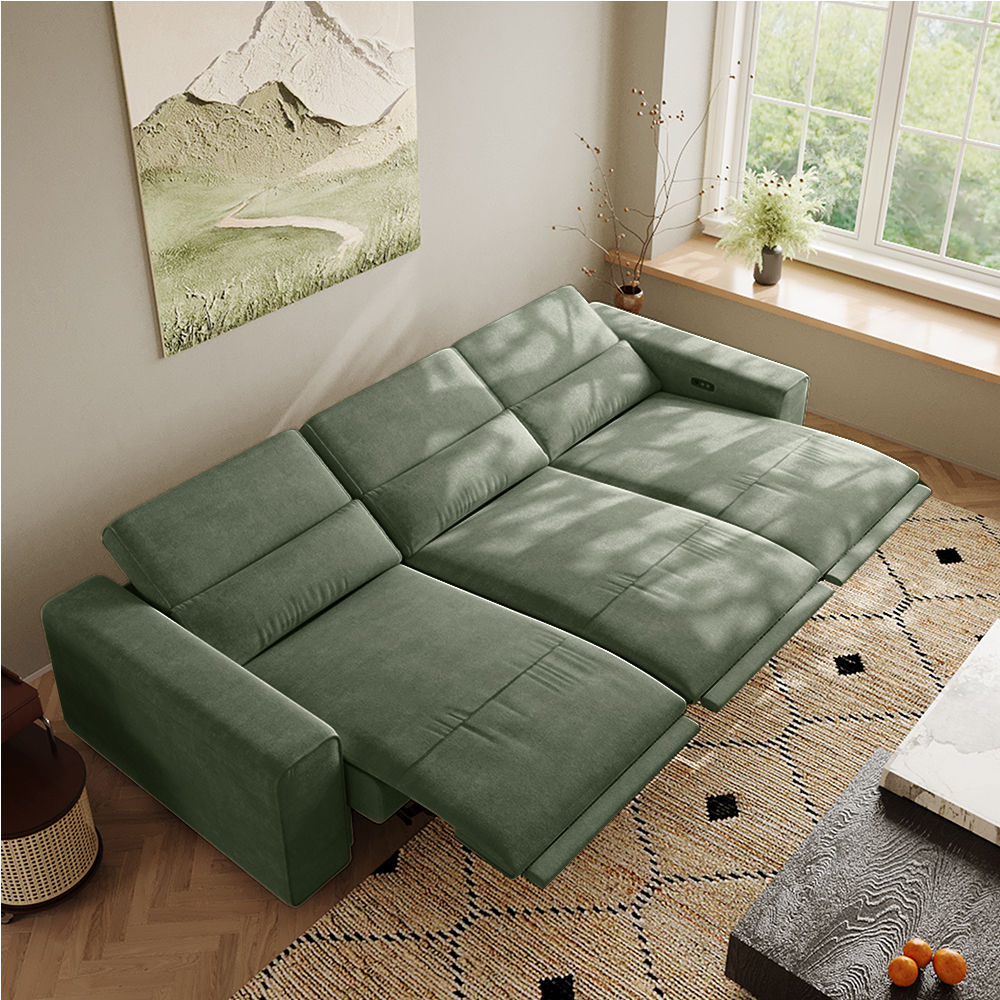 Recliner Dark Green Fabric Smart Furniture