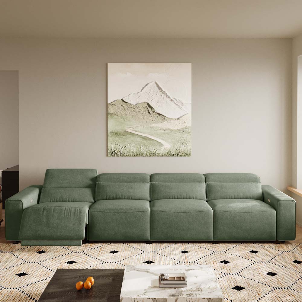 Relaxed Dark Green Fabric Smart Furniture