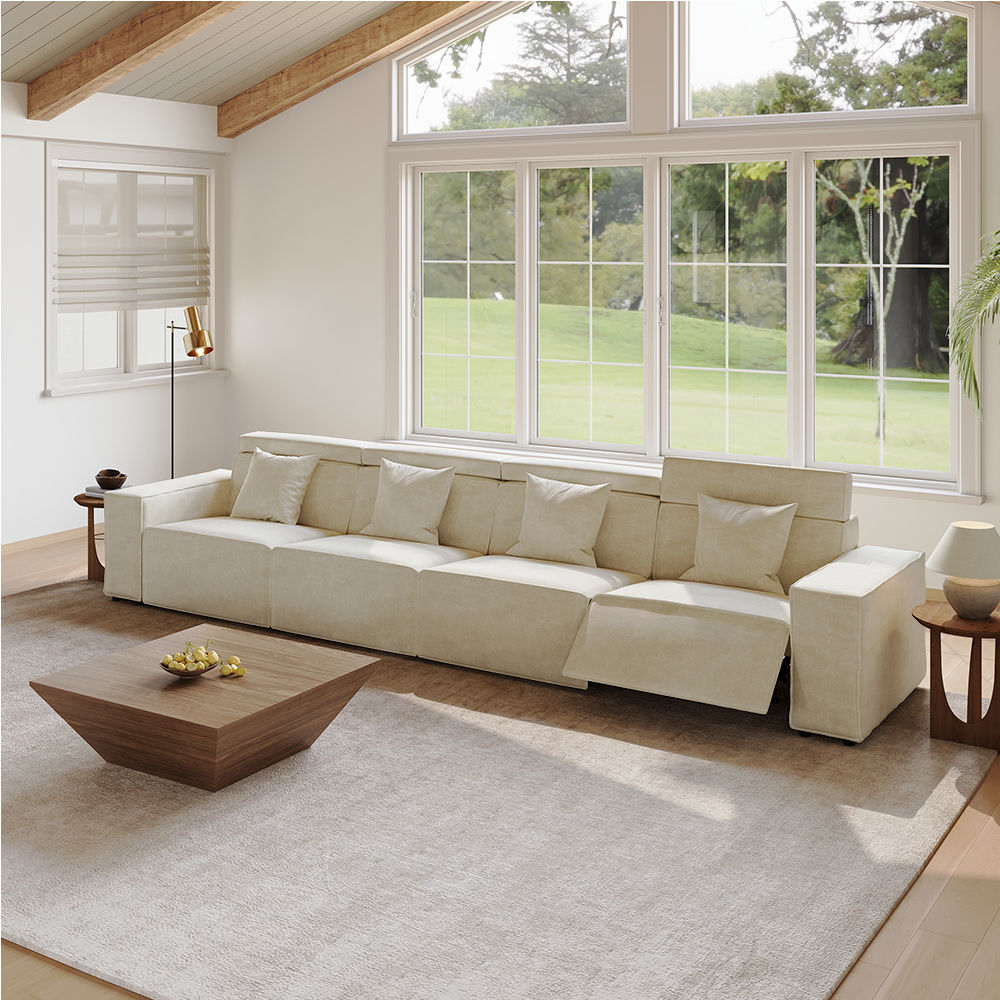 Modular Sofas Beige Fabric Smart Furniture