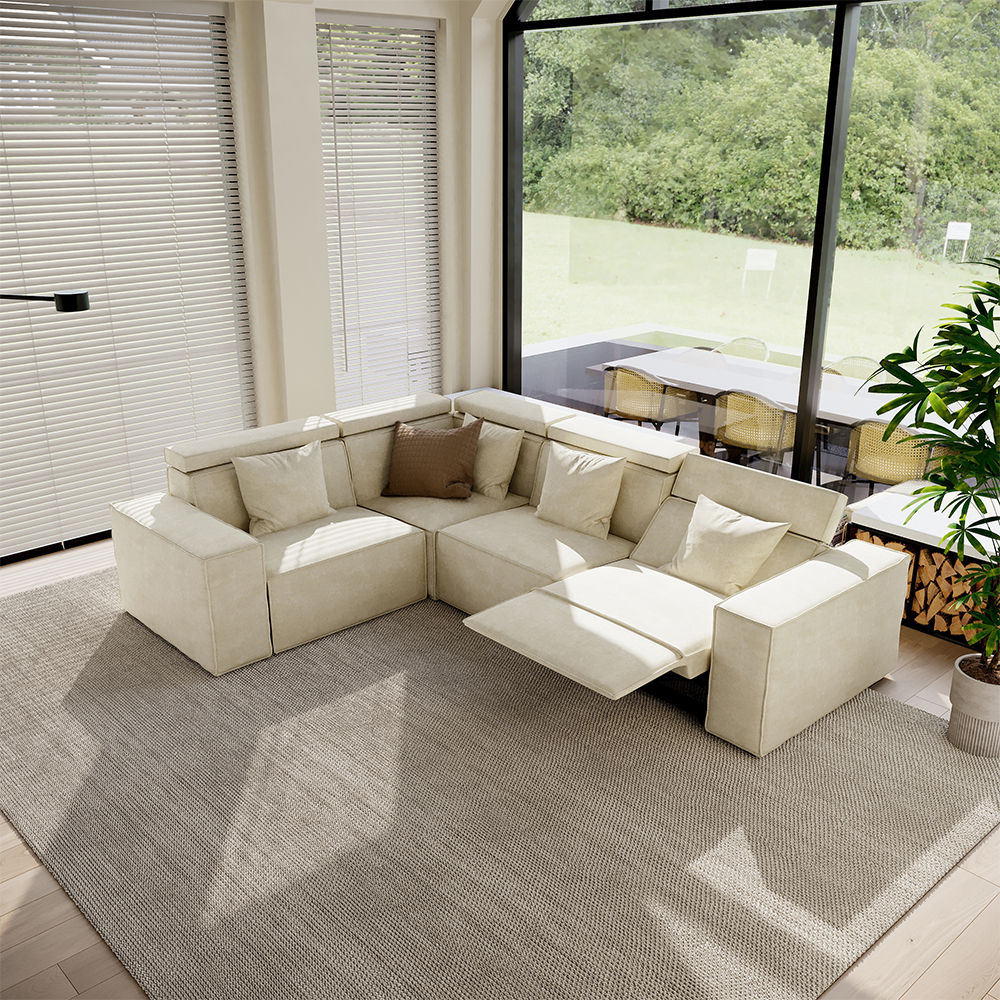 Modern Minimalist Beige Fabric Smart Furniture