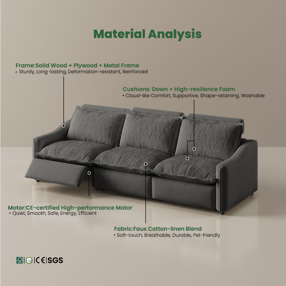 Soft Gray Fabric Smart Furniture