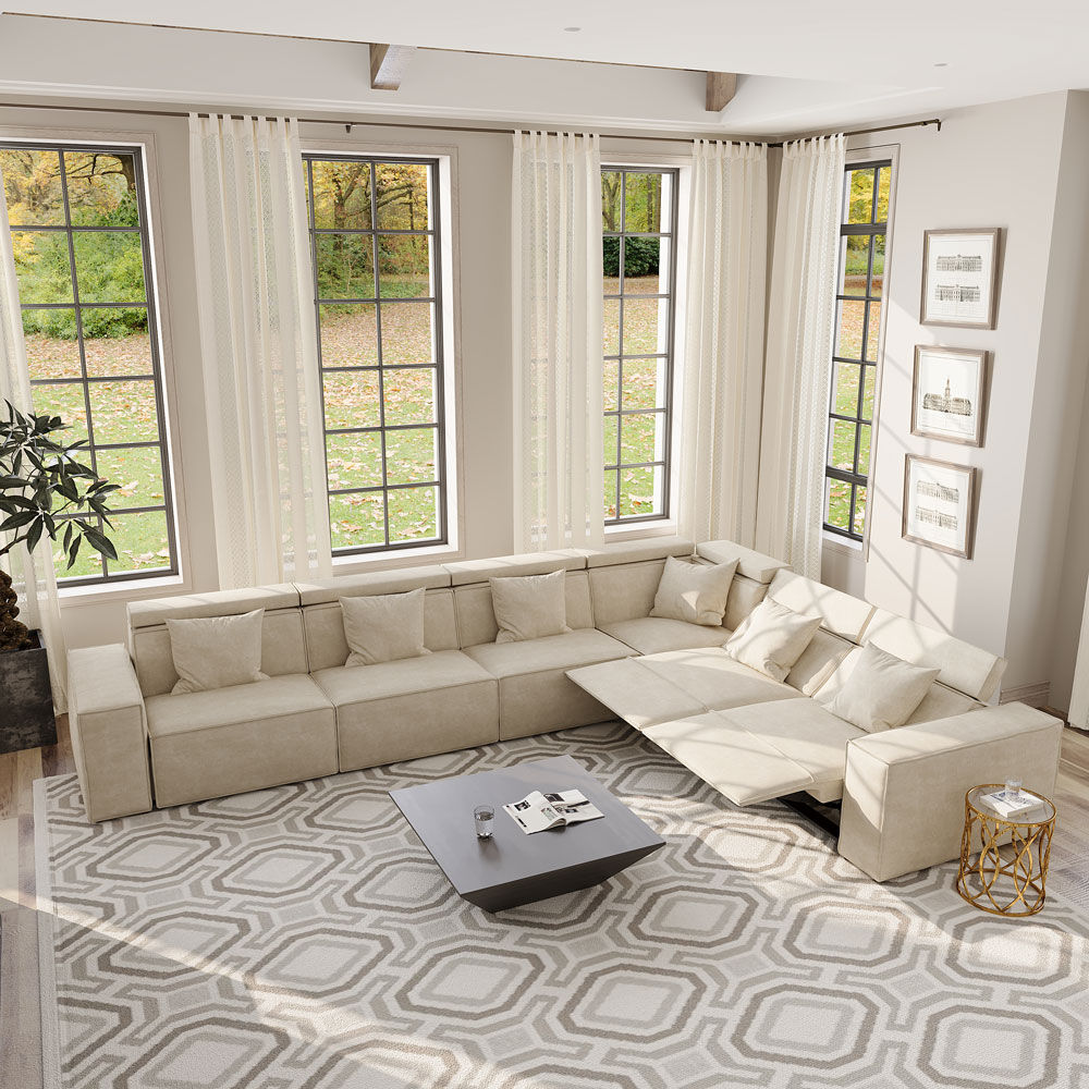 Recliner Beige Fabric Smart Furniture