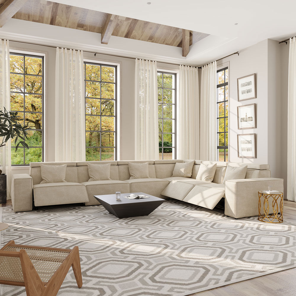 Memory Foam Beige Fabric Smart Furniture