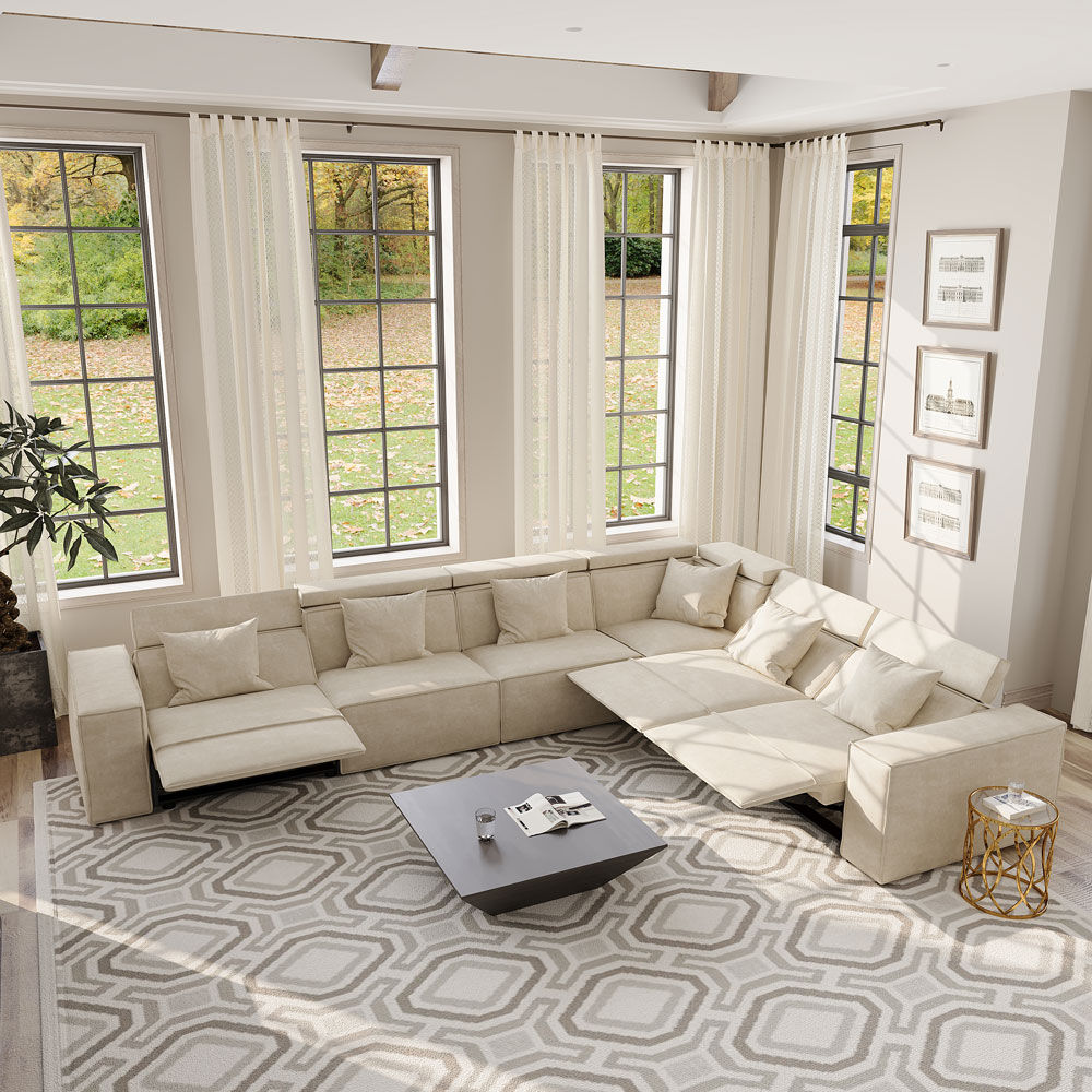 Modular Beige Fabric Smart Furniture