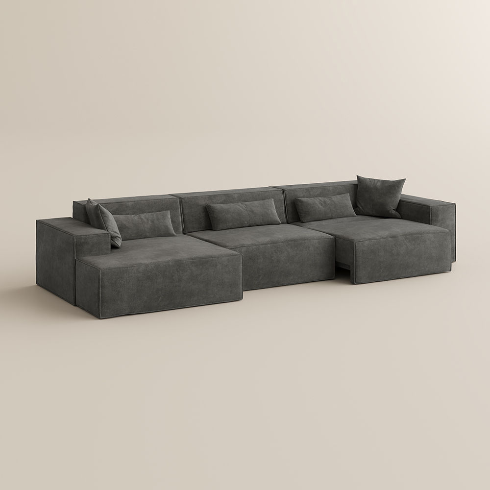 4-5 Seater Dark Gray Fabric Smart Furniture
