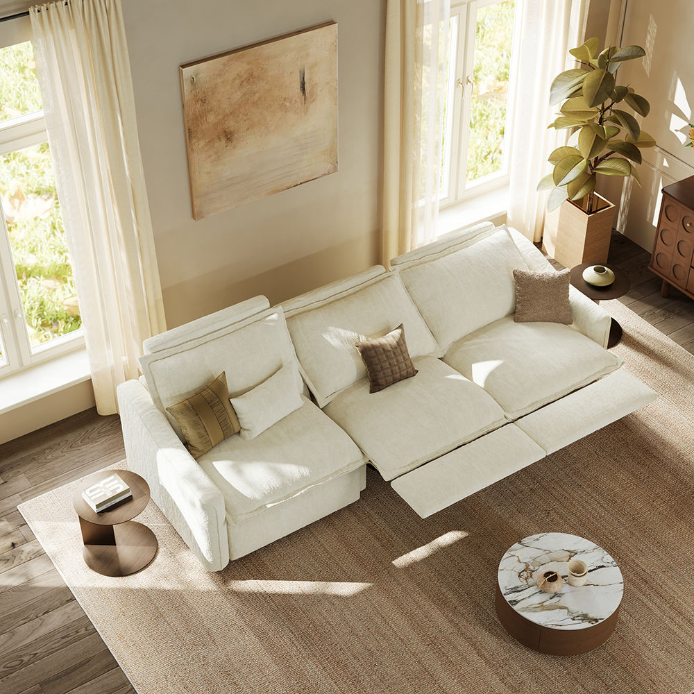 Living Room Beige Fabric Smart Furniture