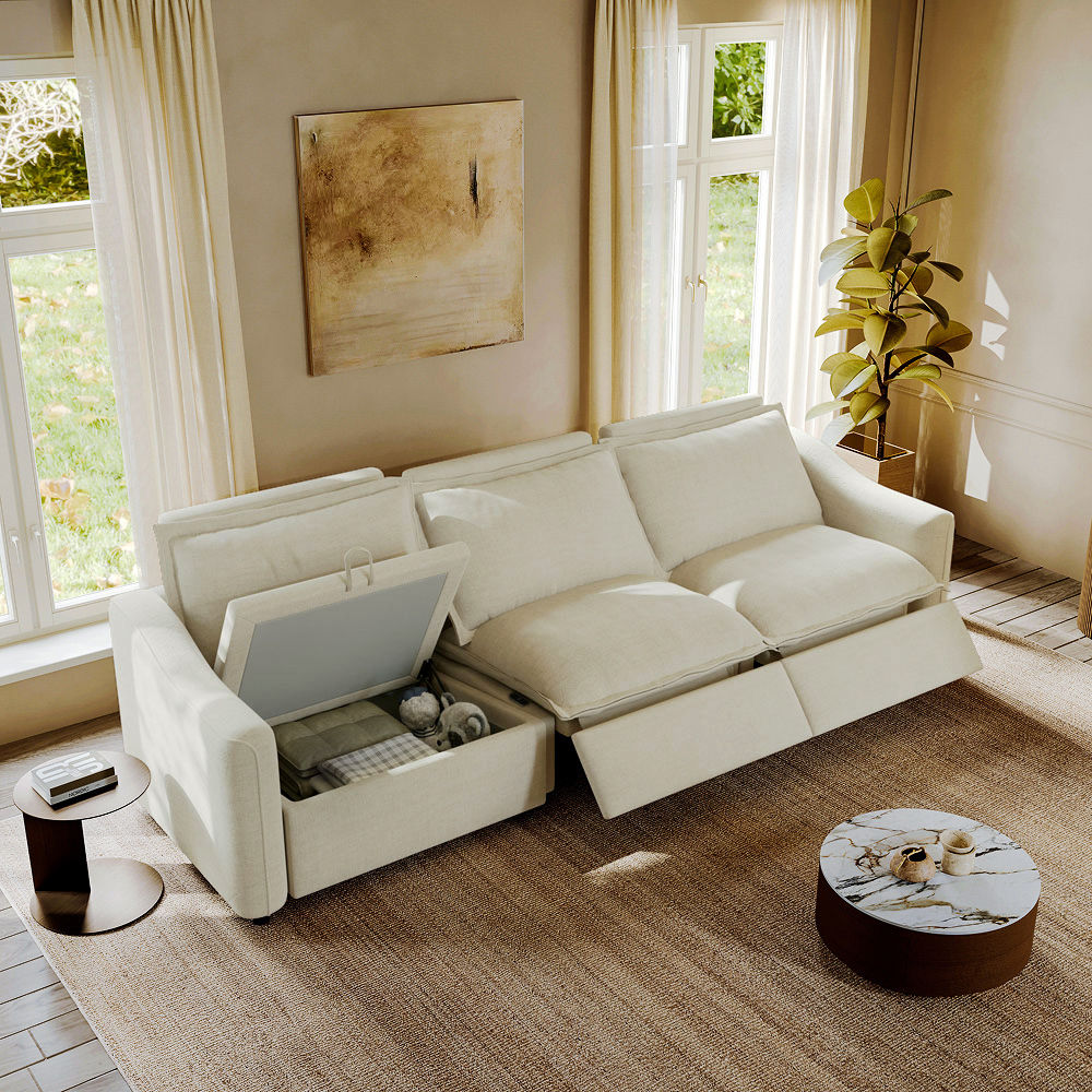 Oversized Beige Fabric Smart Furniture