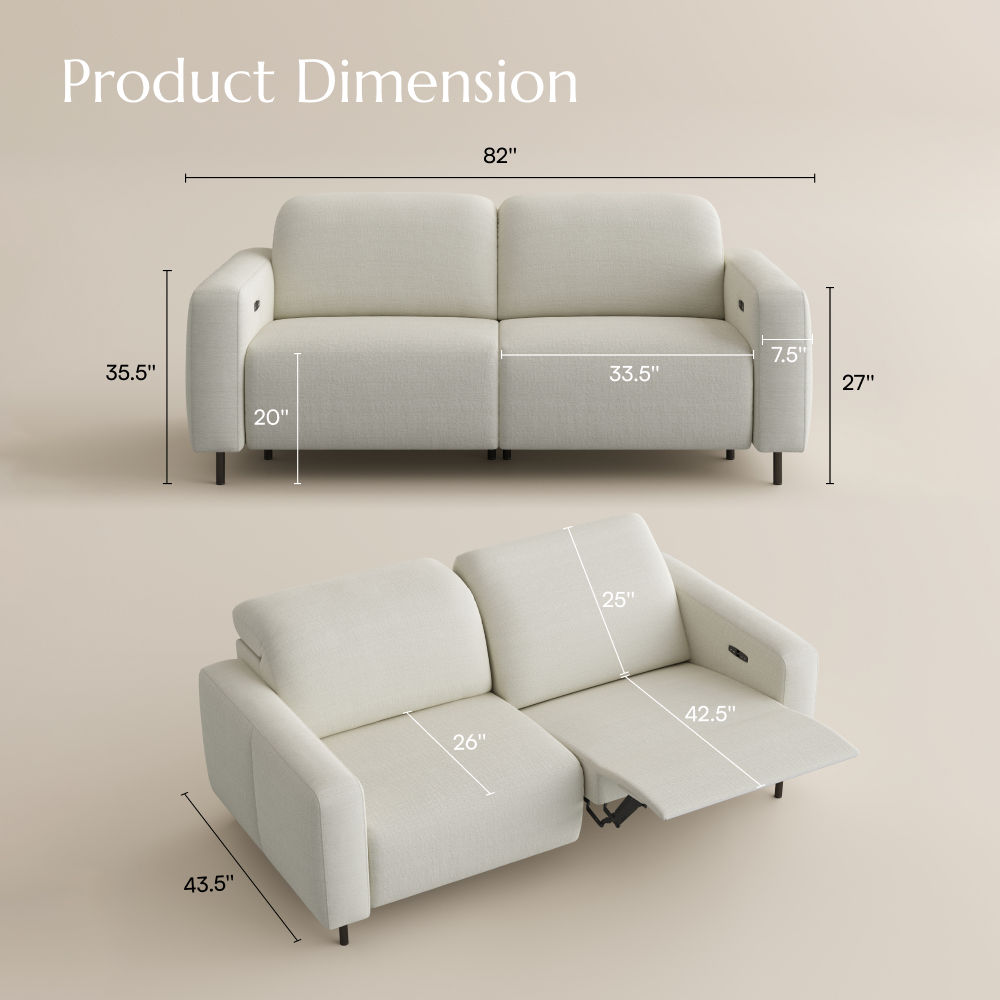 Electric White Chenille Fabric Smart Furniture