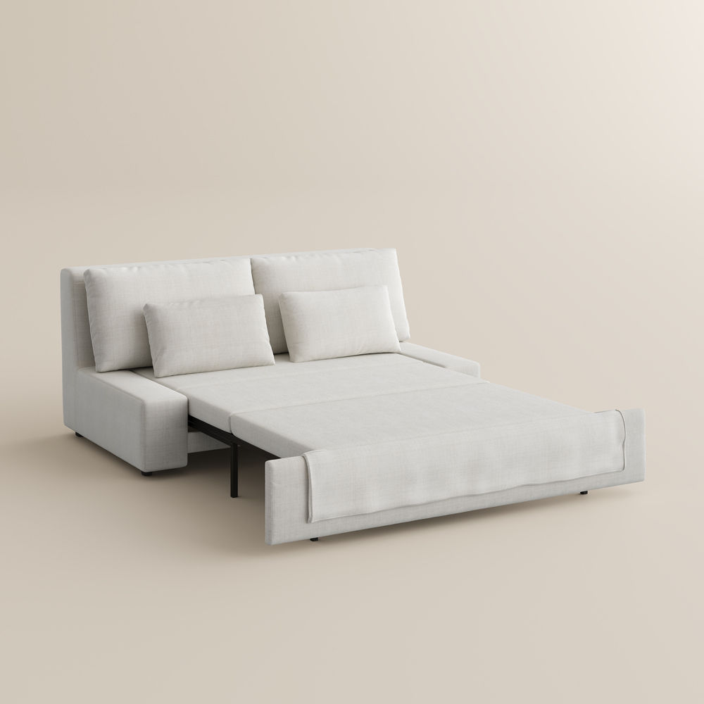 Apartment Beige Cotton Linen Sofa Beds
