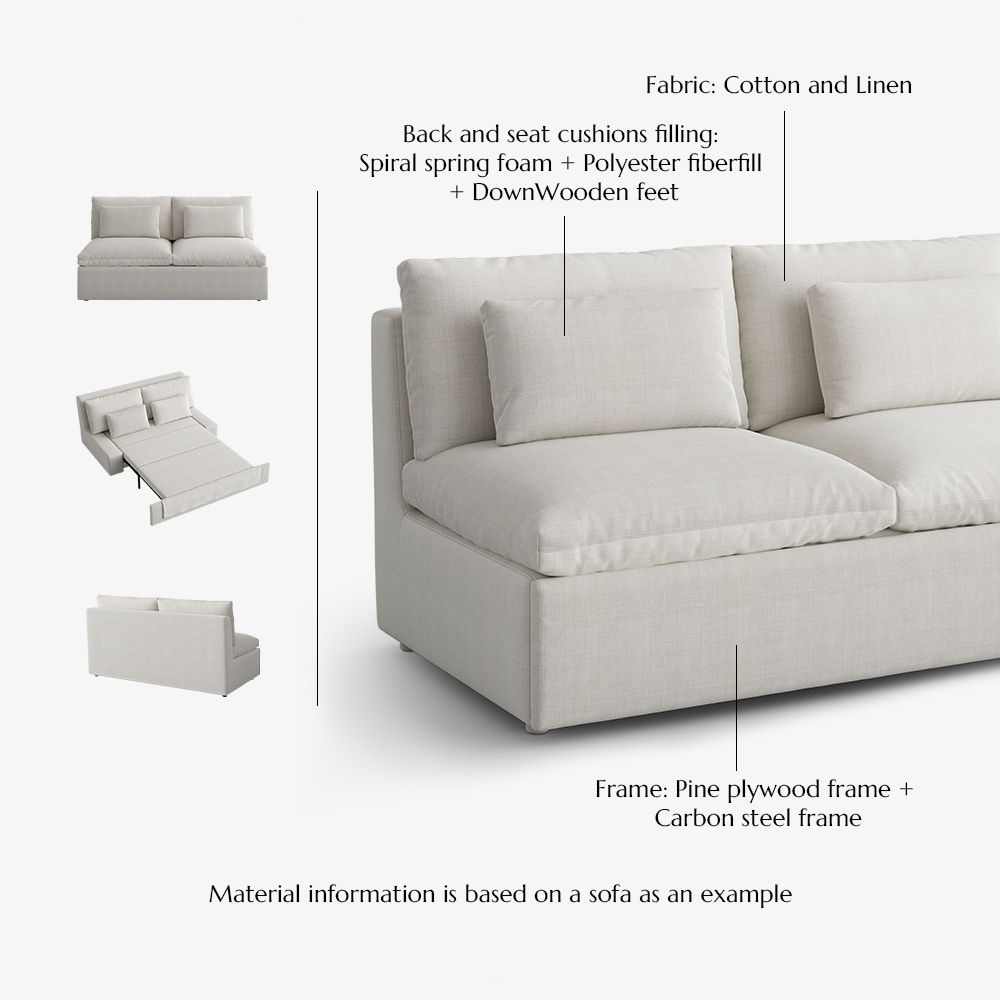Comfortable Beige Cotton Linen Sofa Beds