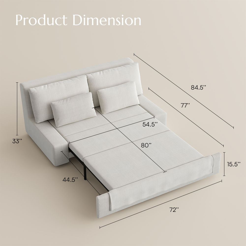 Comfortable Beige Cotton Linen Sofa Beds