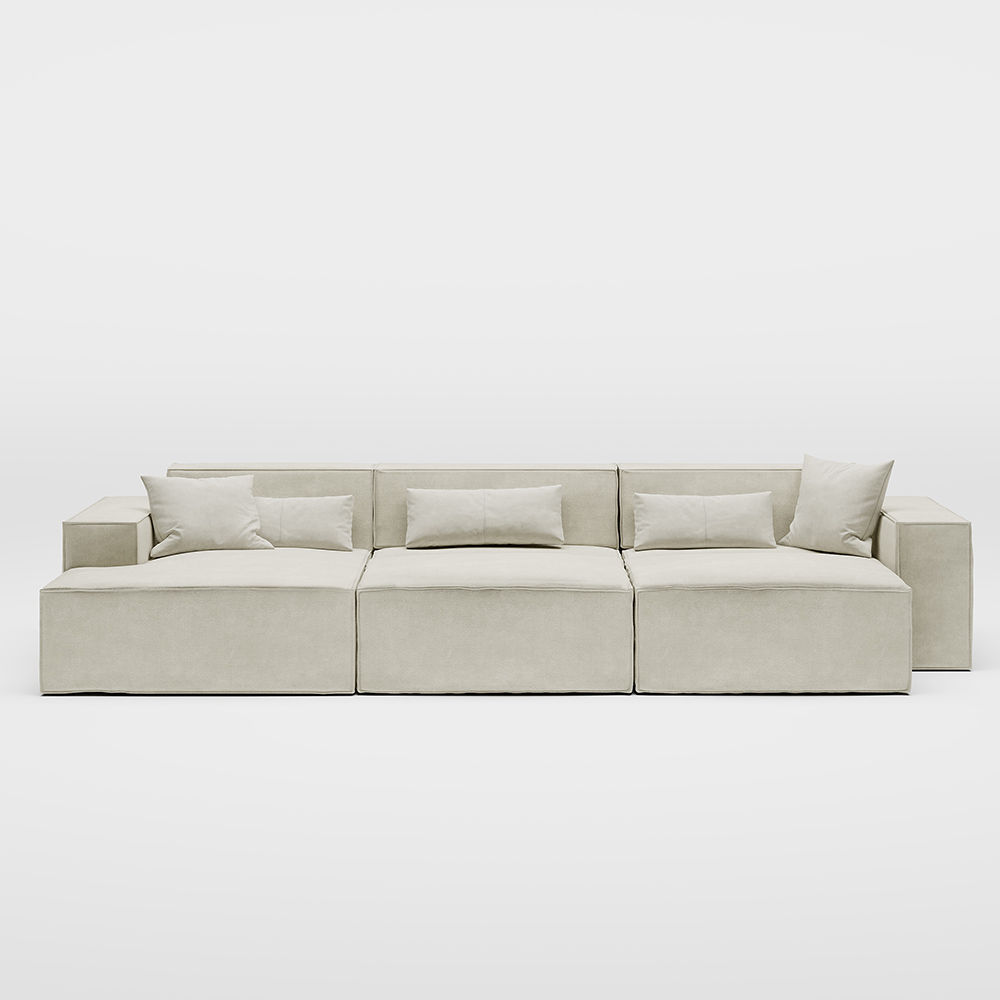 Partly Assemble Beige Fabric Sofa Beds