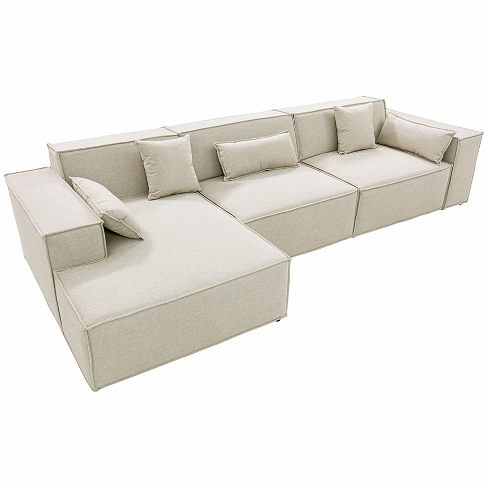 Partly Assemble Beige Fabric Sofa Beds