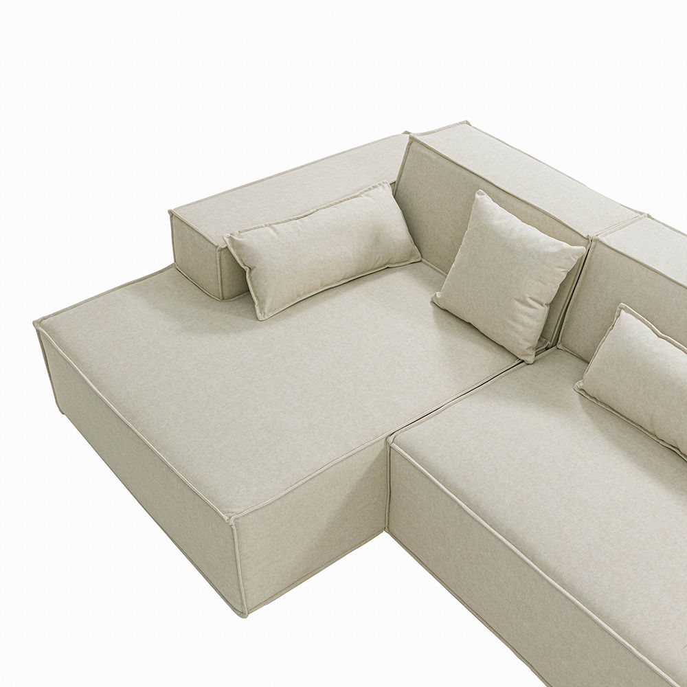 Partly Assemble Beige Fabric Sofa Beds