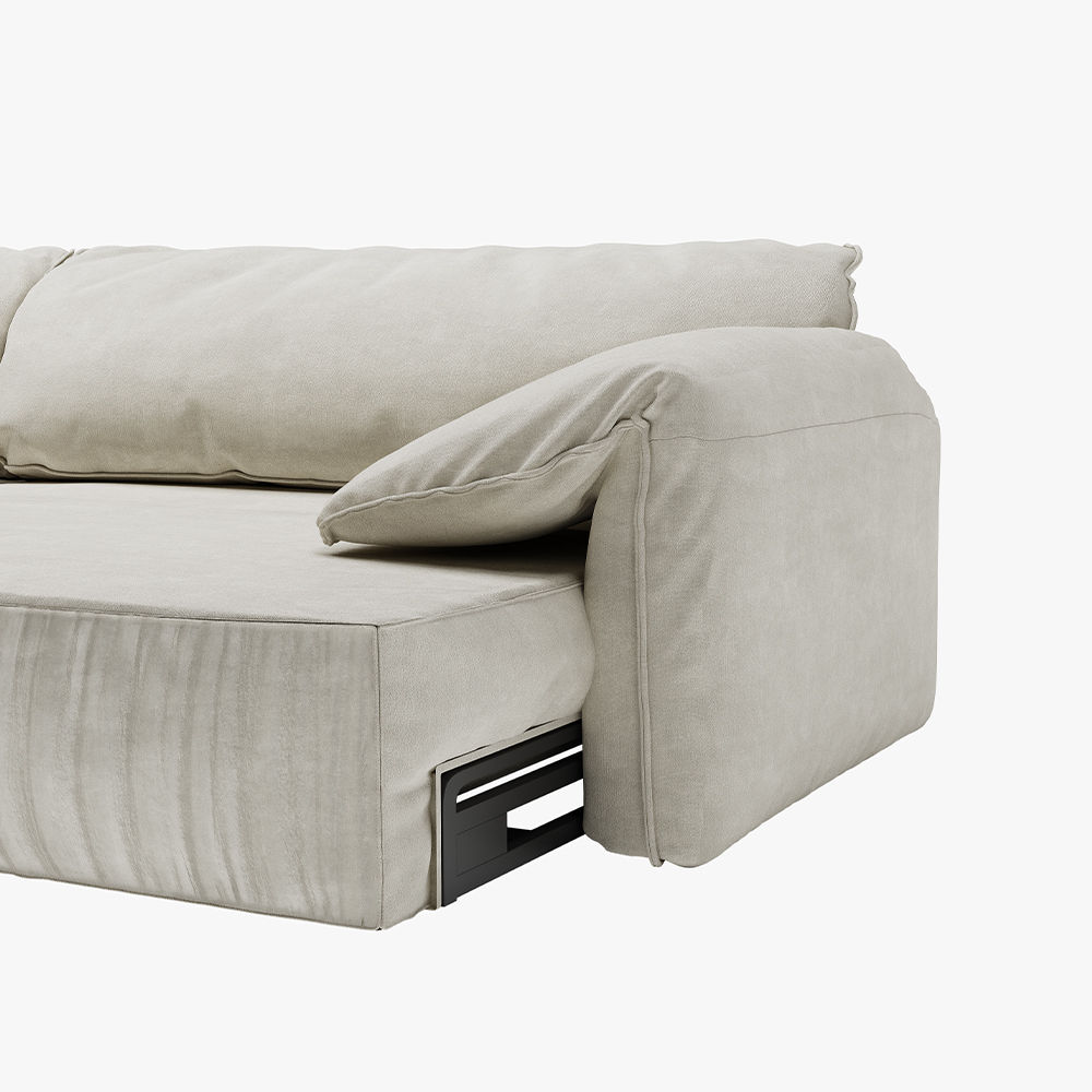 Partly Assemble Beige Fabric Sofa Beds