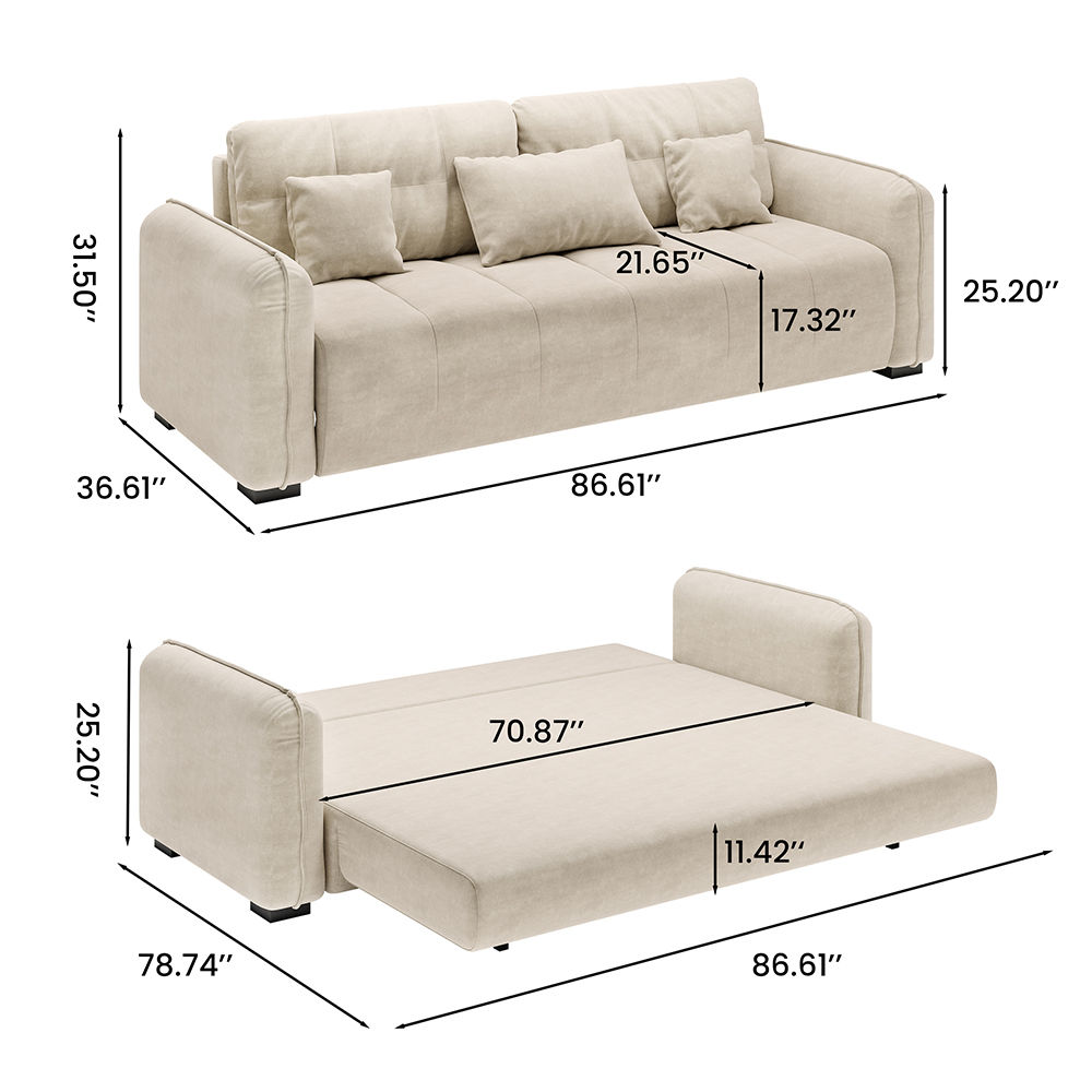 Fabric Beige Fabric Sofa Beds
