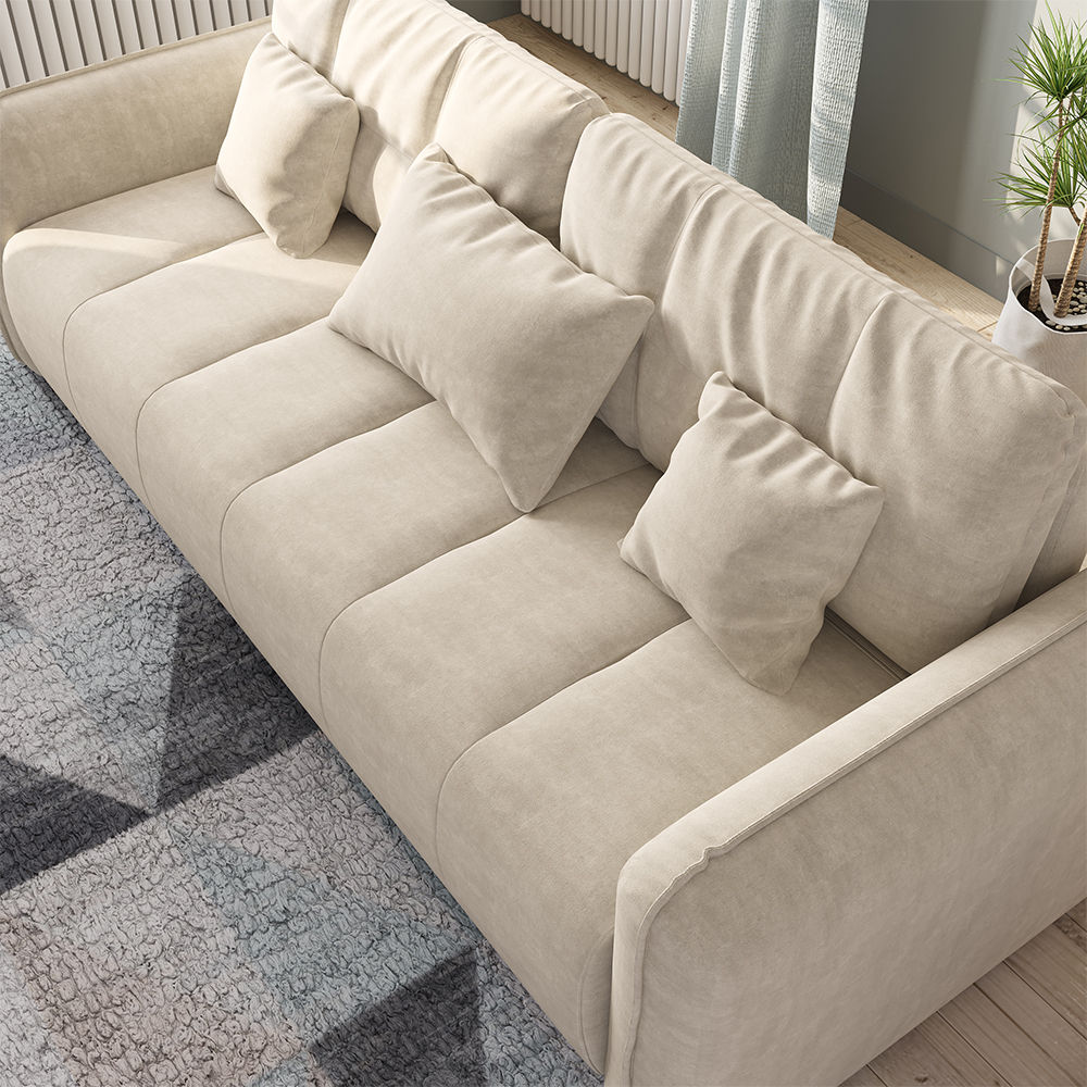 Wood Beige Fabric Sofa Beds
