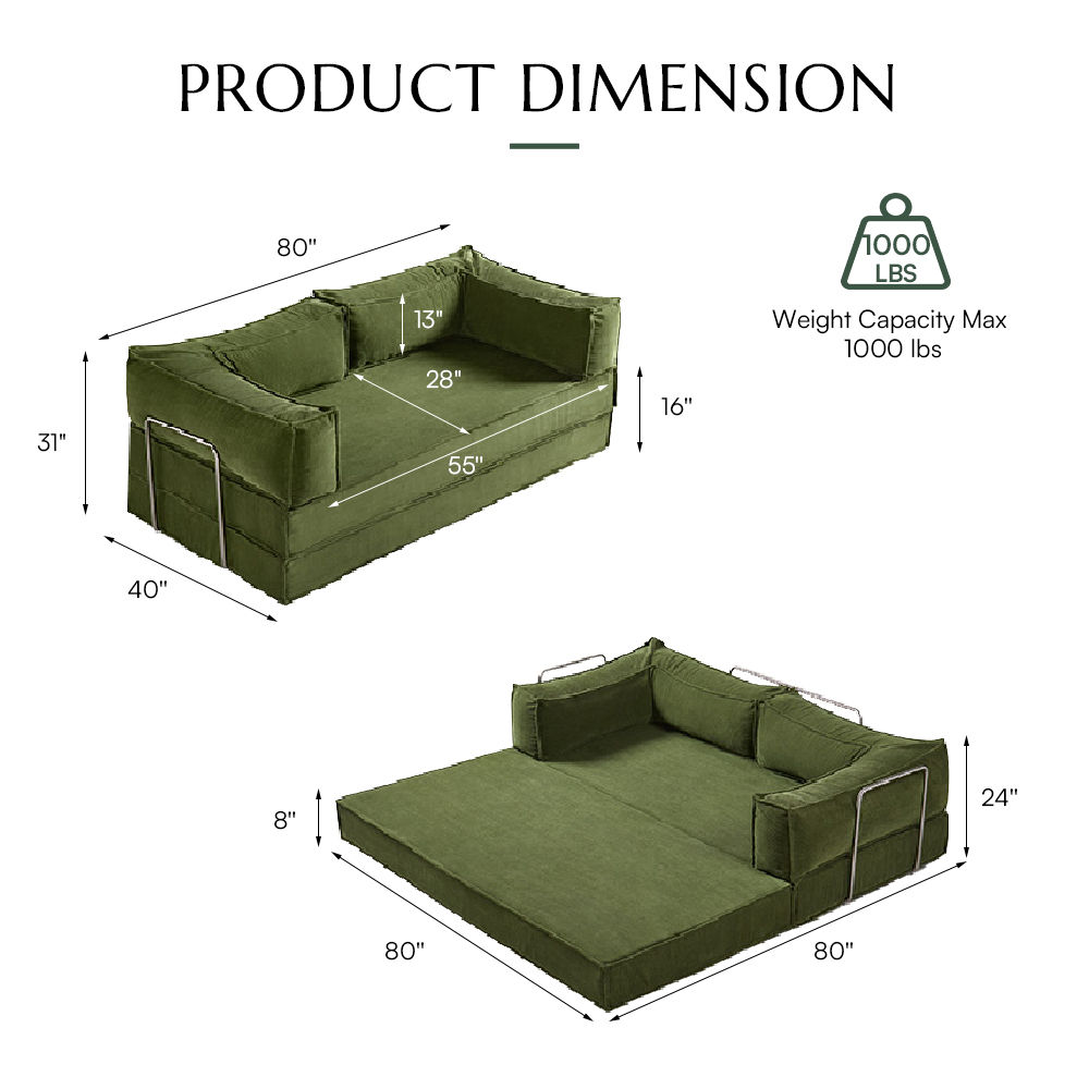 Green Fabric Sofa Beds