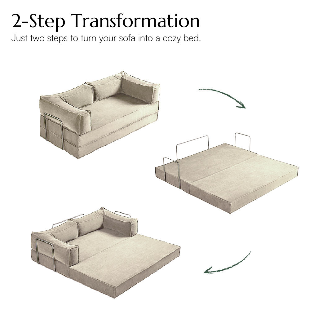 Beige Fabric Sofa Beds