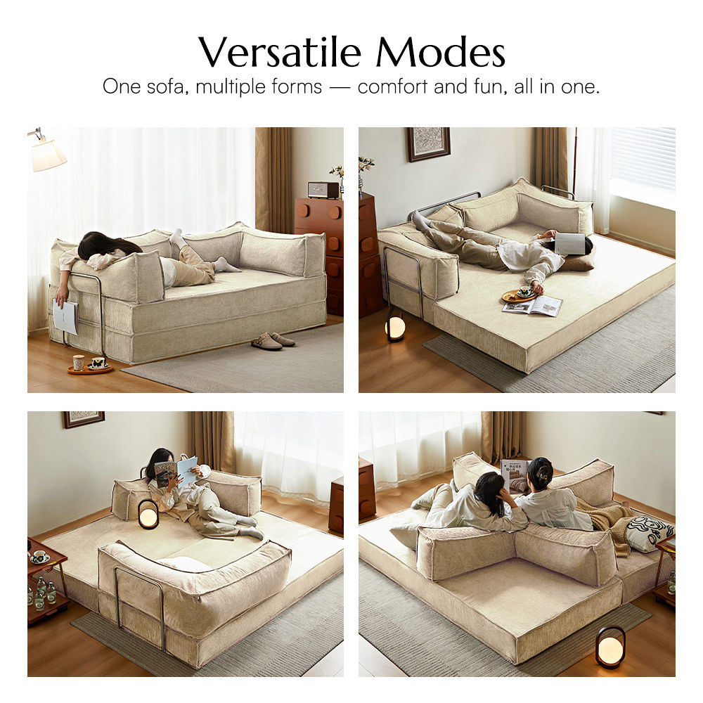 Beige Fabric Sofa Beds
