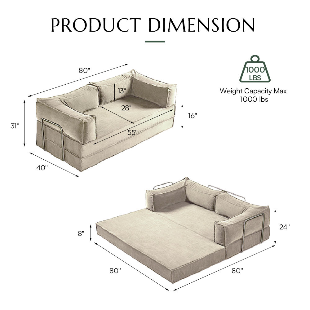 Beige Fabric Sofa Beds