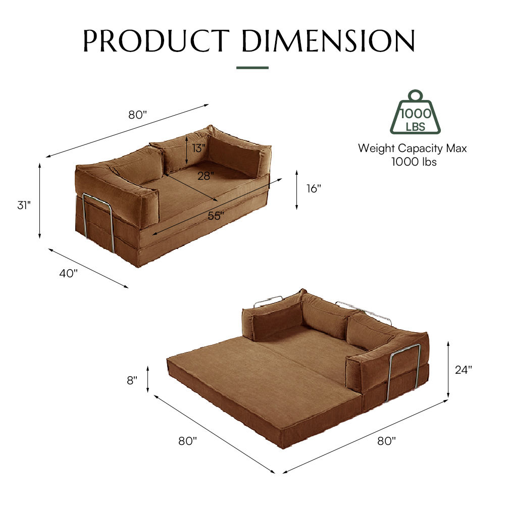 Brown Fabric Sofa Beds