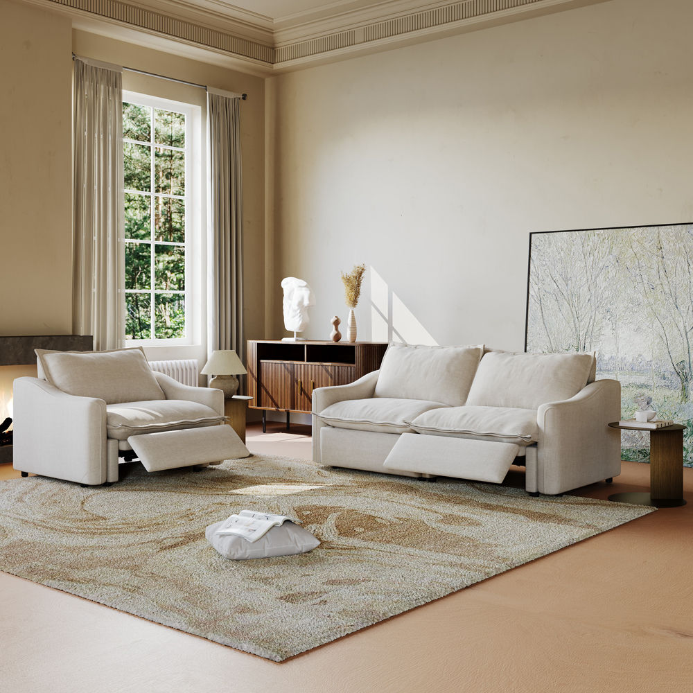 Comfortable Beige Velvet Sofa Set
