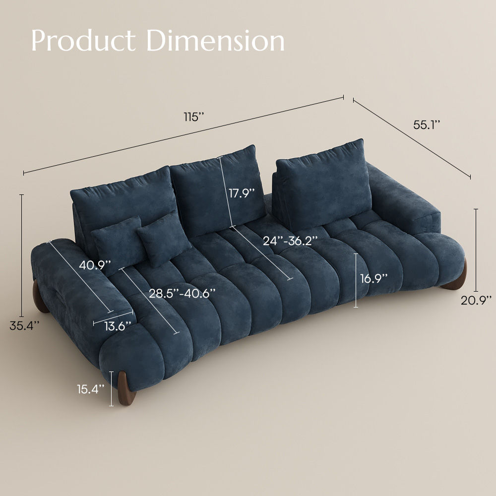 Living Room Bule Velvet Sofa Set
