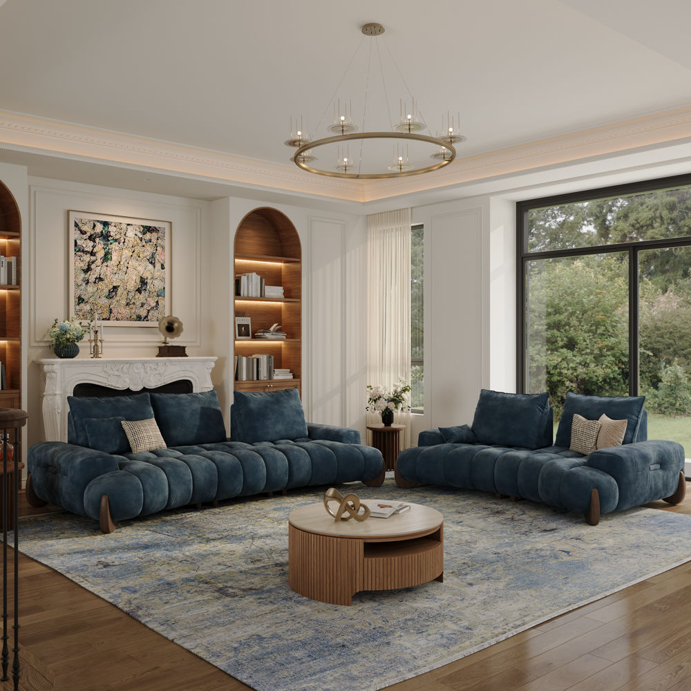 Apartment Bule Velvet Sofa Set