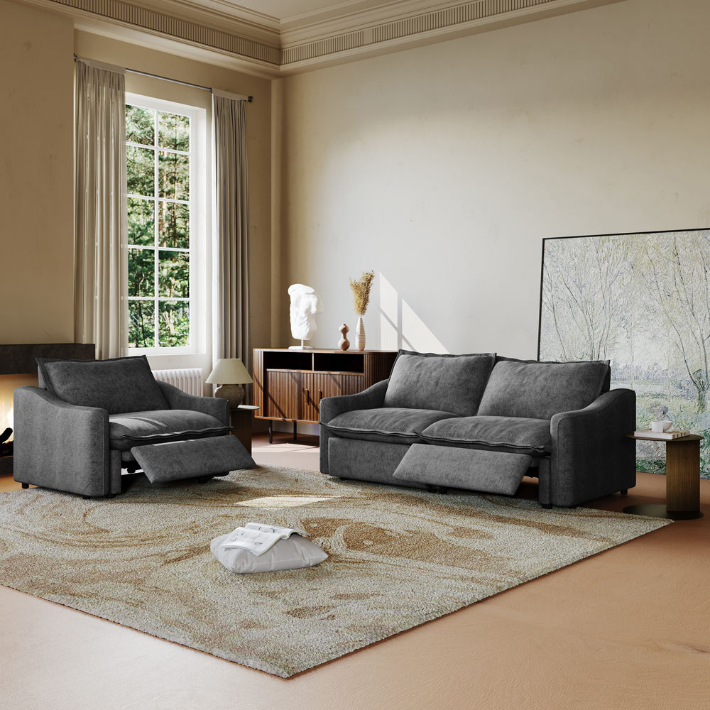 Electric Gray MDF&Glass Sofa Set